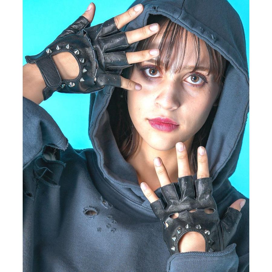 an meets zakka スタッズ指抜きレザーグローブ : ankoROCK - 通販