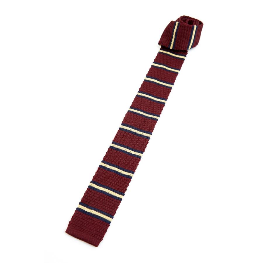 ☆COZY☆ Fold ニットタイ ネイビー an meets zakka ボーダー柄ニットタイ/ニットネクタイ