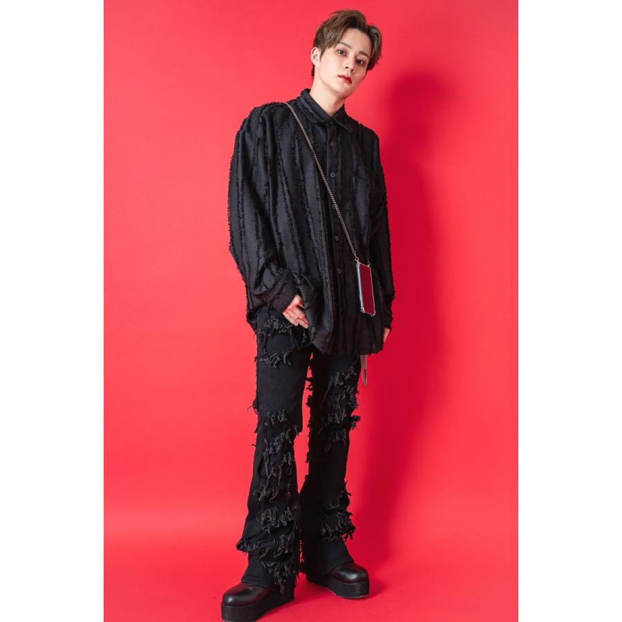 ankoROCK クラッシュ＆ダメージデニムスリムフレアパンツ : ankoROCK
