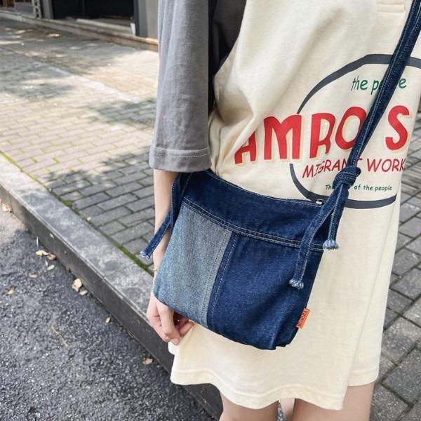 ロラライハリス♡ブルーWデニム♡刺繍のサコッシュ♡ショルダーバッグ♡ポシェット♡ ロラライハリスでブラックWデニム♡刺繍のポケットいっぱいバッグ♡