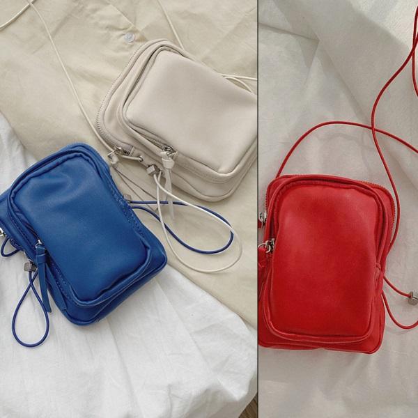 ポシェット ミニ ショルダーバッグ フェイクレザー レッド ブルー