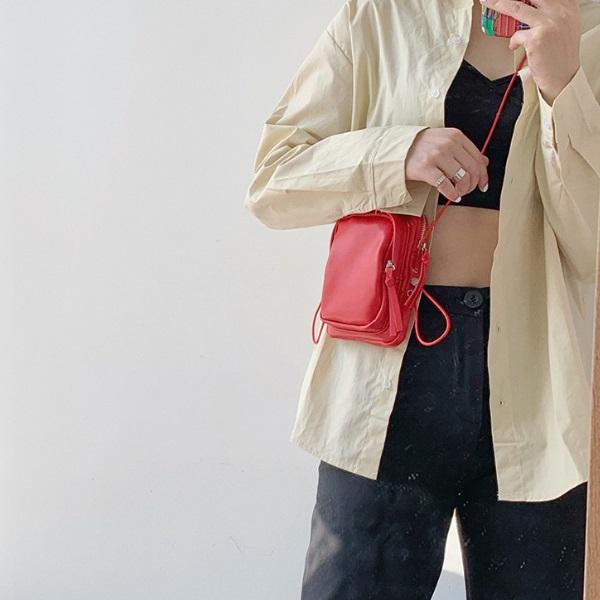 ポシェット ミニ ショルダーバッグ フェイクレザー レッド ブルー