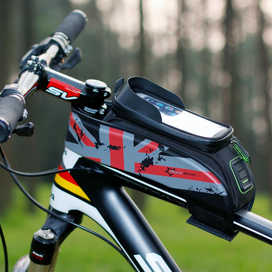 スマホ操作も可能 自転車用フレームバッグ 防水性で ROCKBROS 自転車 バッグ トップチューブ フレーム スマホホルダー 6.0