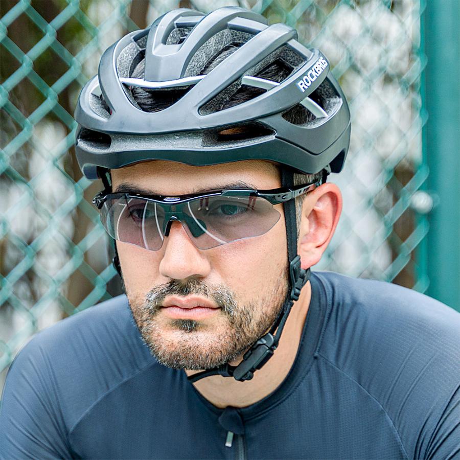 調光サングラス 調光レンズ スポーツサングラス 近視フレーム付 自転車