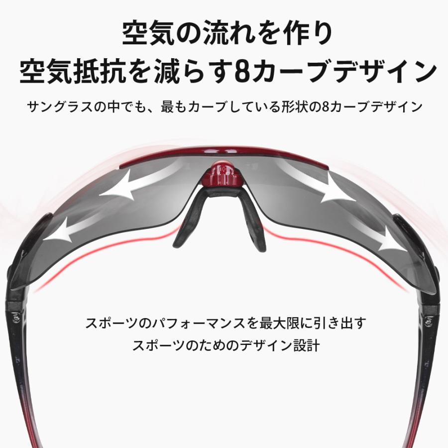 調光サングラス 調光レンズ スポーツサングラス 近視フレーム付 自転車 サイクリング ゴルフ プレゼント ロックブロス |  | 12