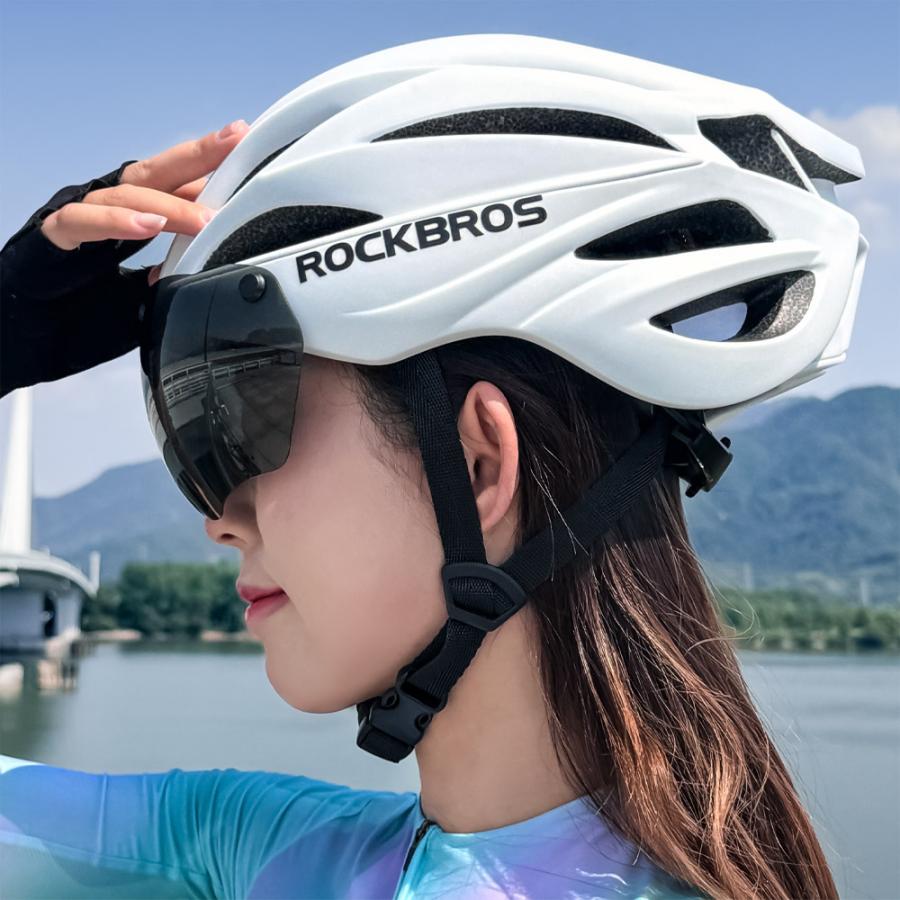 ROCKBROS 自転車 ヘルメット 男性 女性 シールド サングラス 抗菌 消臭
