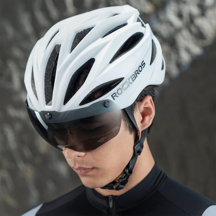 ROCKBROS 自転車 ヘルメット 男性 女性 シールド サングラス 抗菌 消臭