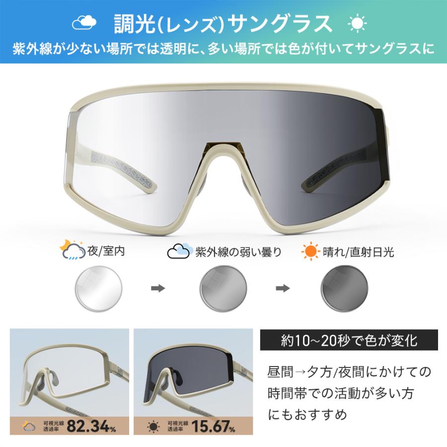 サングラス スポーツサングラス 調光 変更 選べる 超軽量 UVカット
