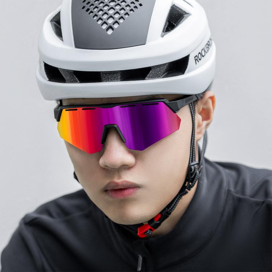 スポーツサングラス 偏光レンズ ミラー クリア サイクリング