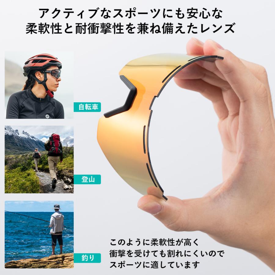 スポーツサングラス 偏光レンズ ミラー クリア サイクリング スポーツ