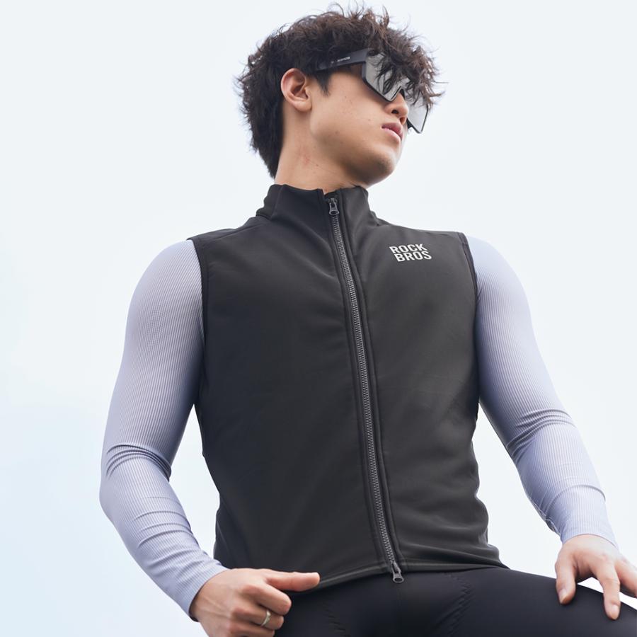 ROCKBROS サイクルベスト 秋冬 裏起毛 フリース サイクリング スポーツ