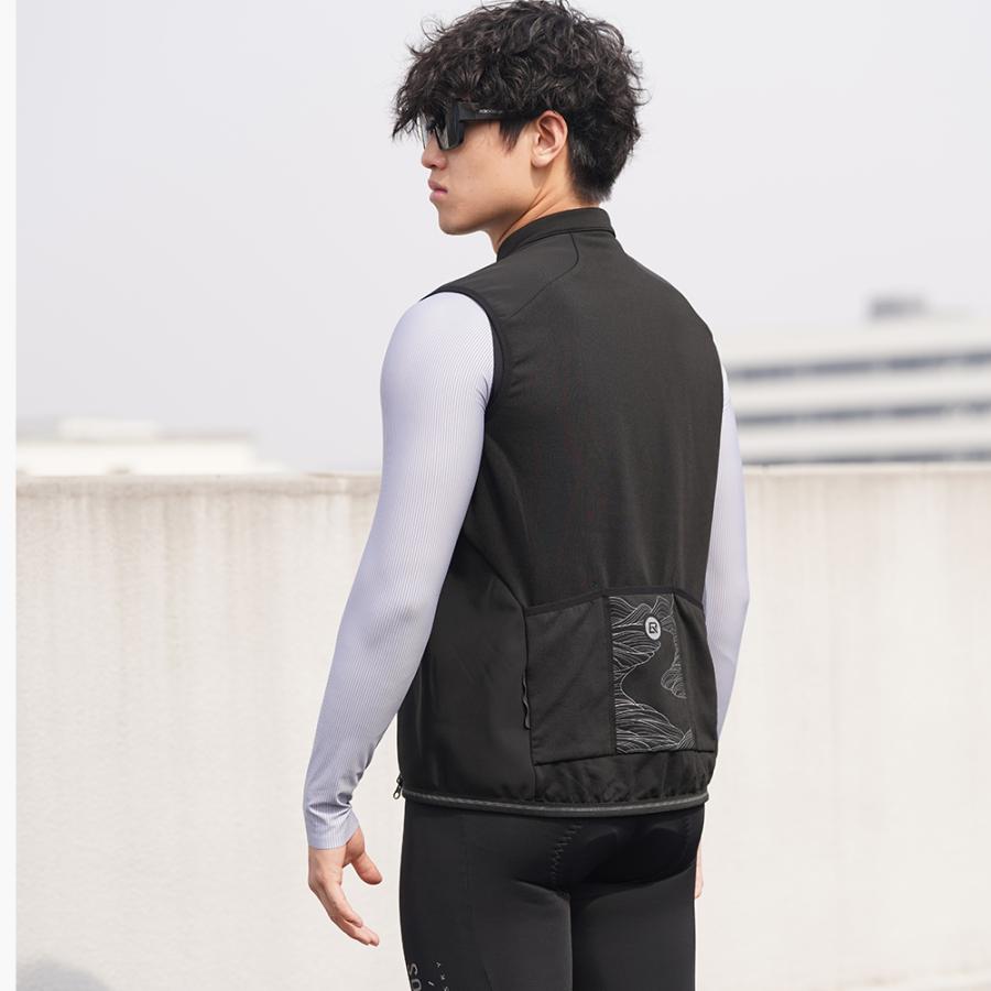 ROCKBROS サイクルベスト 秋冬 裏起毛 フリース サイクリング