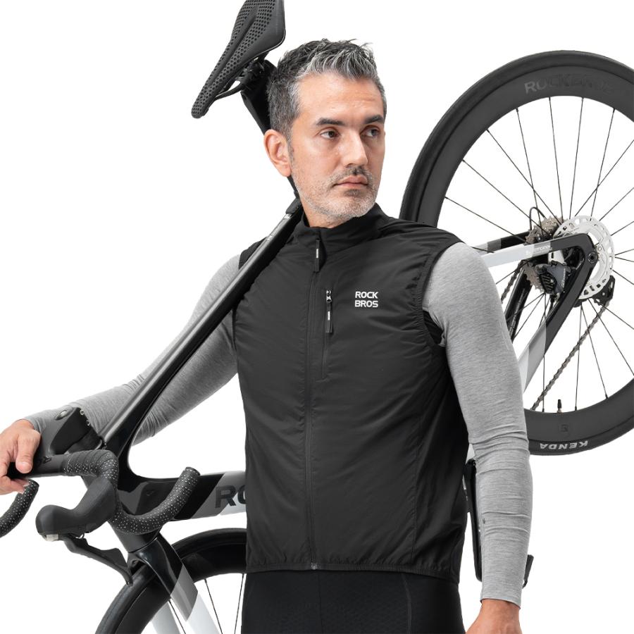 ROCKBROS サイクルベスト ベスト サイクルジレ 防風 ポケッタブル