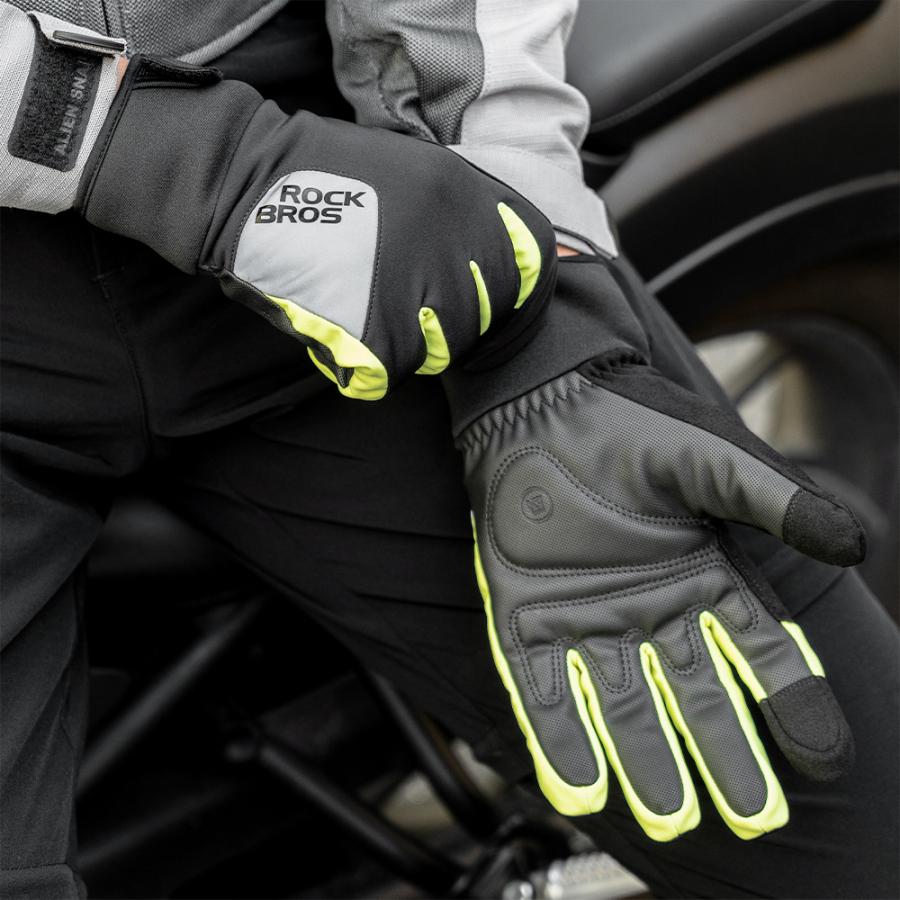 ROCKBROS 自転車 バイク グローブ 手袋 春 秋 冬 防風 防寒 保温 裏