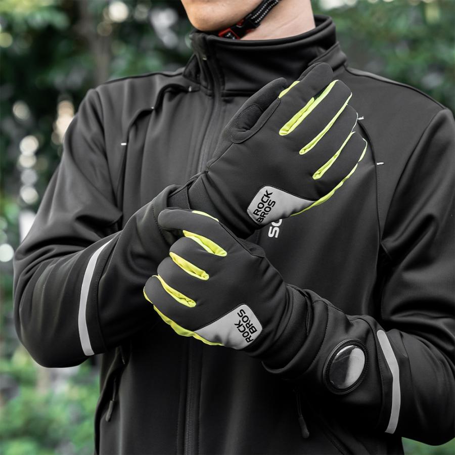ROCKBROS 自転車 バイク グローブ 手袋 春 秋 冬 防風 防寒 保温 裏
