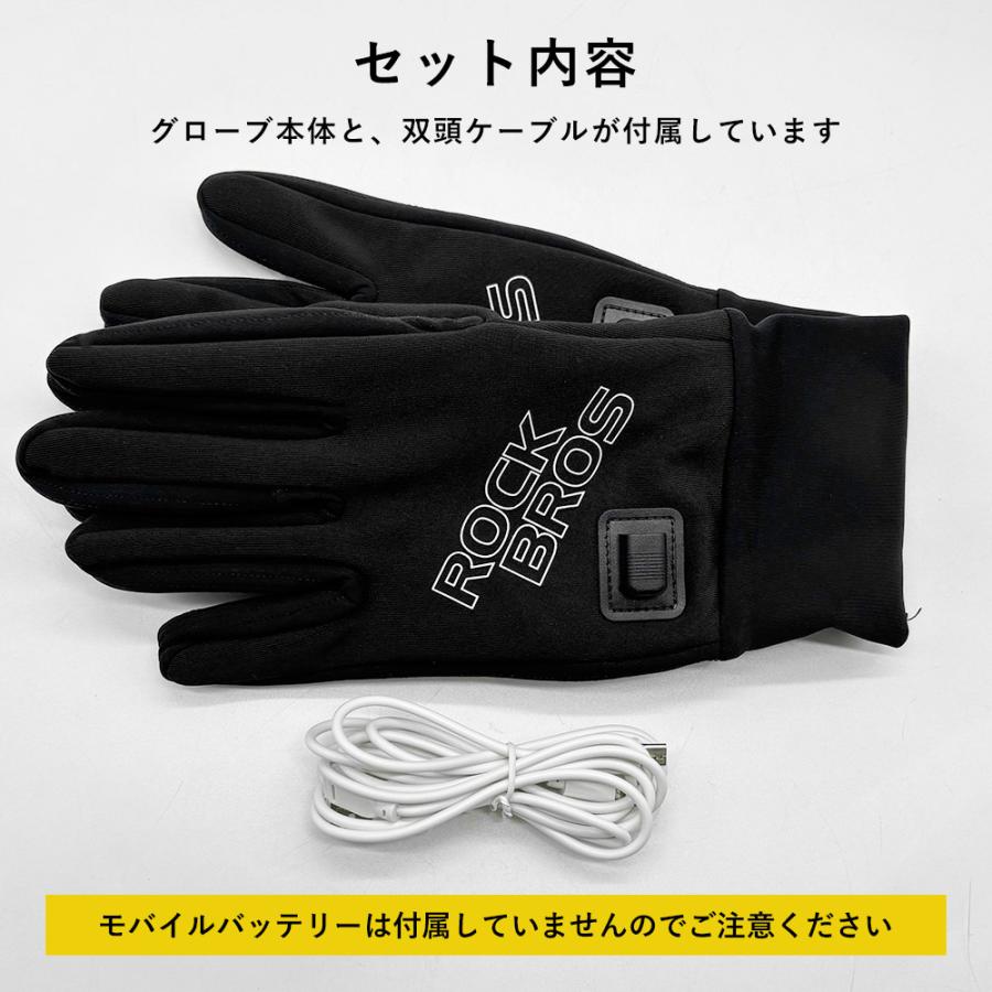 ROCKBROS 電熱グローブ 手袋 防寒 バッテリー非内蔵式 usb給電 電気