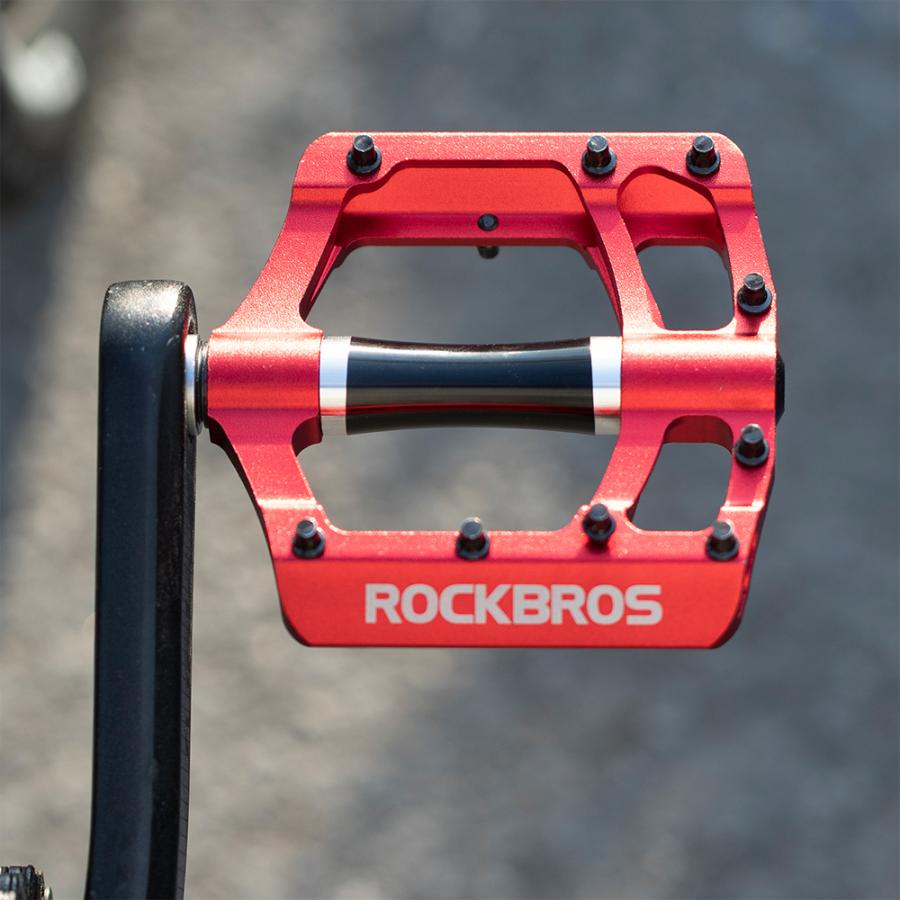ROCKBROS 自転車 ペダル フラット アルミ 9/16インチ アルマイト