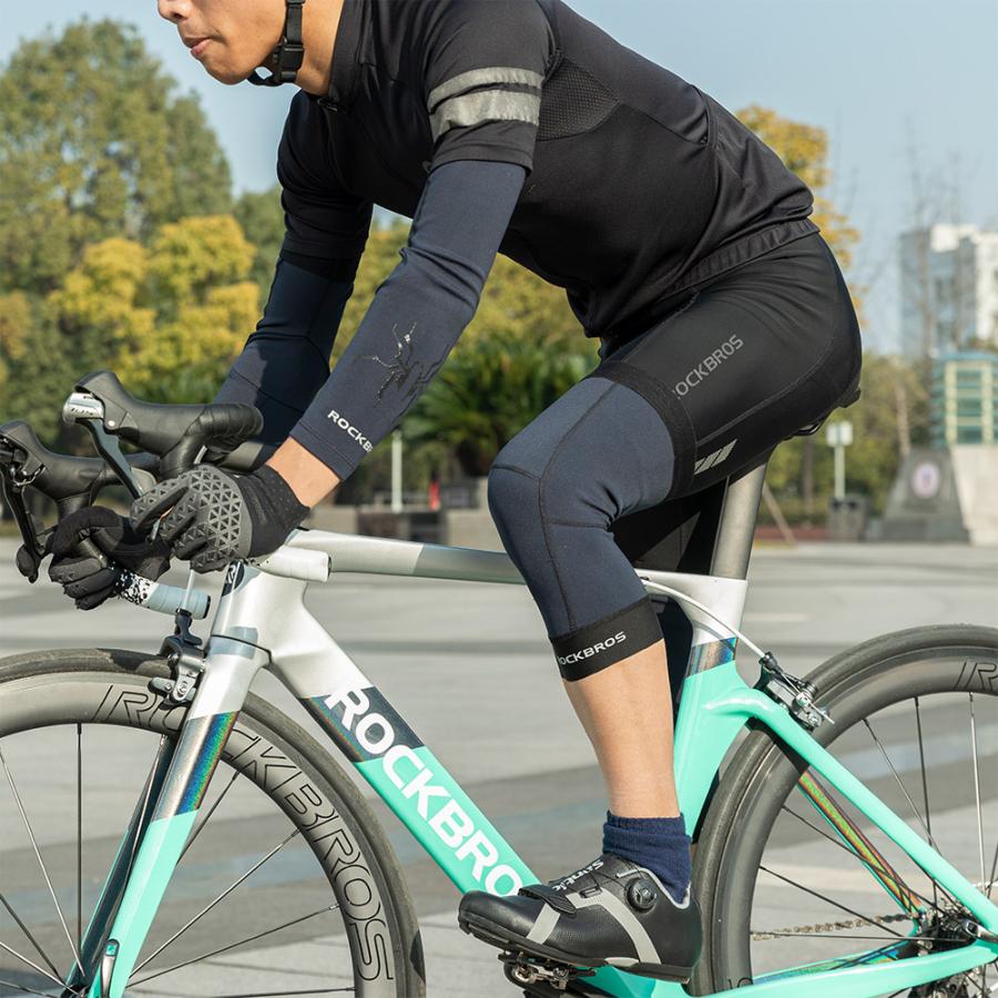 ROCKBROS レッグウォーマー カバー ショートタイプ 裏起毛 防風 防寒