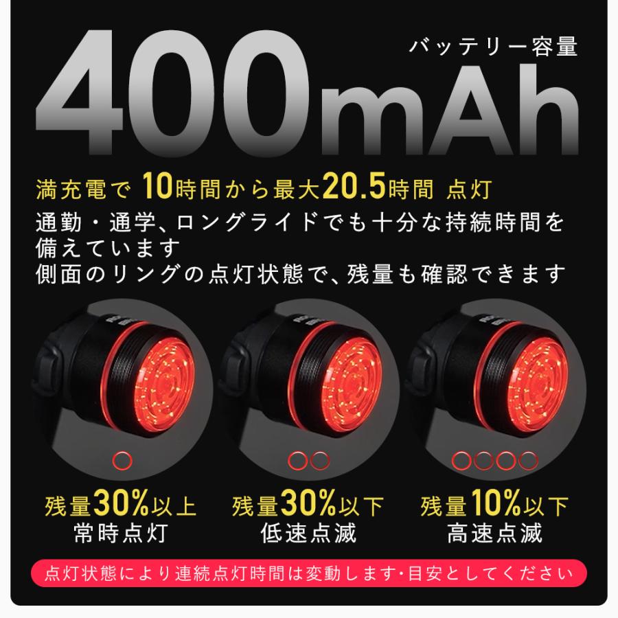 ROCKBROS 自転車 テールライト タッチ操作 ボタンレス タップ 明るい