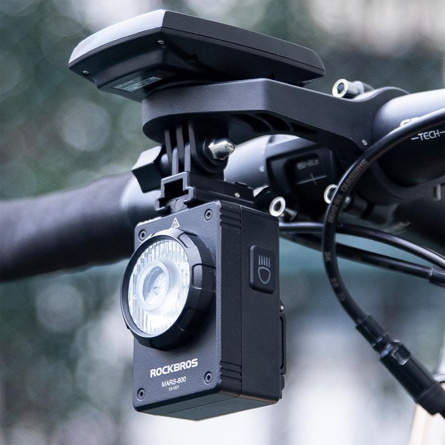 ROCKBROS 自転車 ライト 充電式 USB 後付け サイコンマウント 800