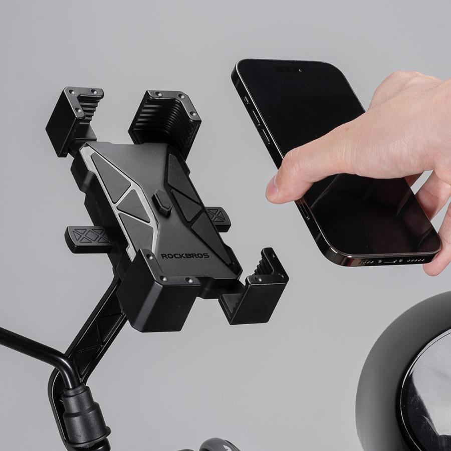 ROCKBROS スマホホルダー 自転車 ワンタッチ 自動ロック スマホ