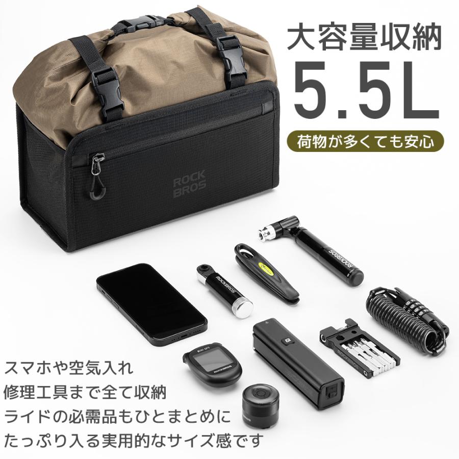 ROCKBROS 自転車 フロントバッグ ハンドル ロールトップ インナー