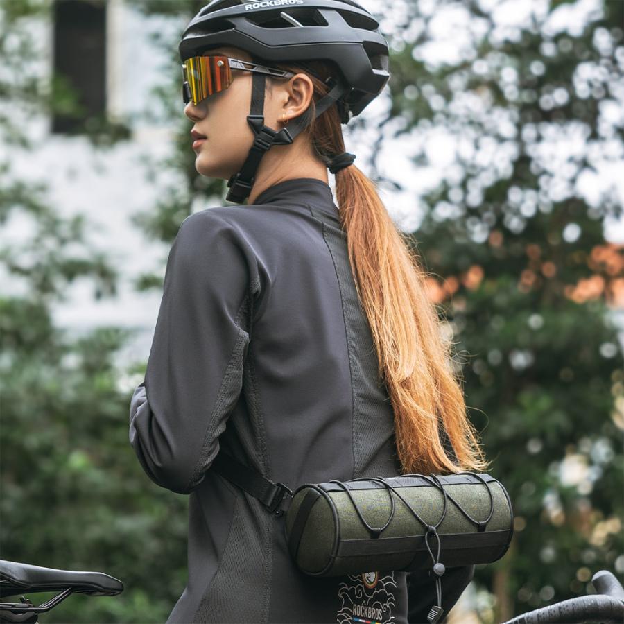 ROCKBROS 自転車 フロントバッグ ハンドルバッグ 丸 ドラム型