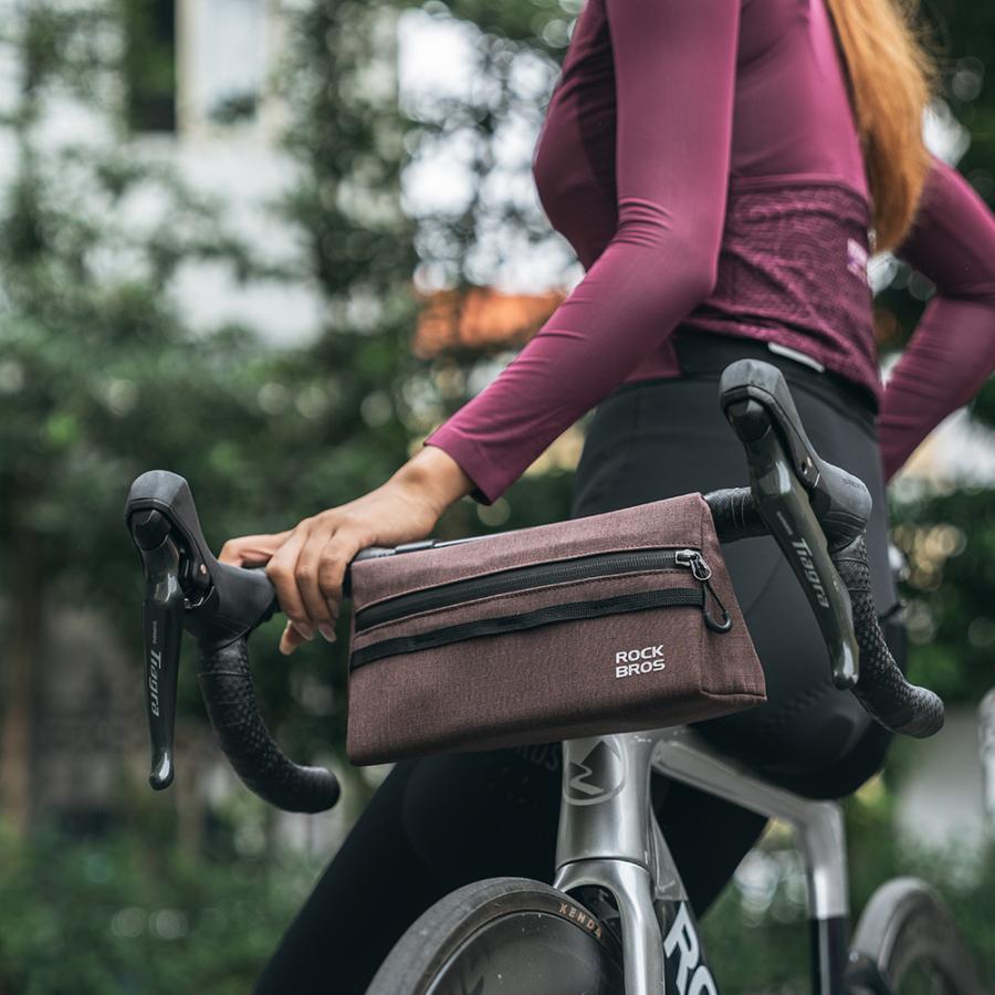 ROCKBROS 自転車 フロントバッグ ハンドルバッグ 三角形 フラット