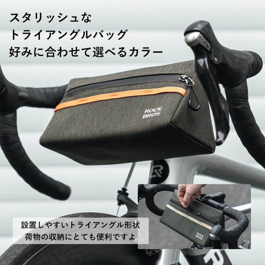 ROCKBROS 自転車 フロントバッグ ハンドルバッグ 三角形 フラット