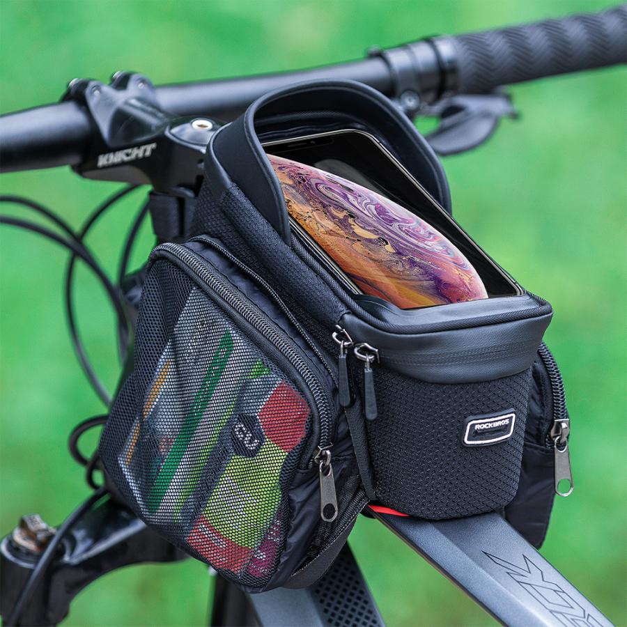 ROCKBROS 自転車 バッグ パニア トップチューブ フレーム スマホ 6.5