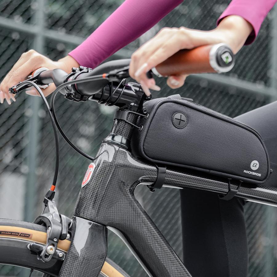 ROCKBROS 自転車 バッグ トップチューブ スリム スマホ サイコン 充電 