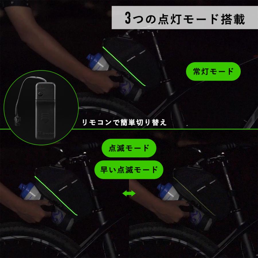 ROCKBROS サドルバッグ 自転車 光る ドリンクボトル ホルダー