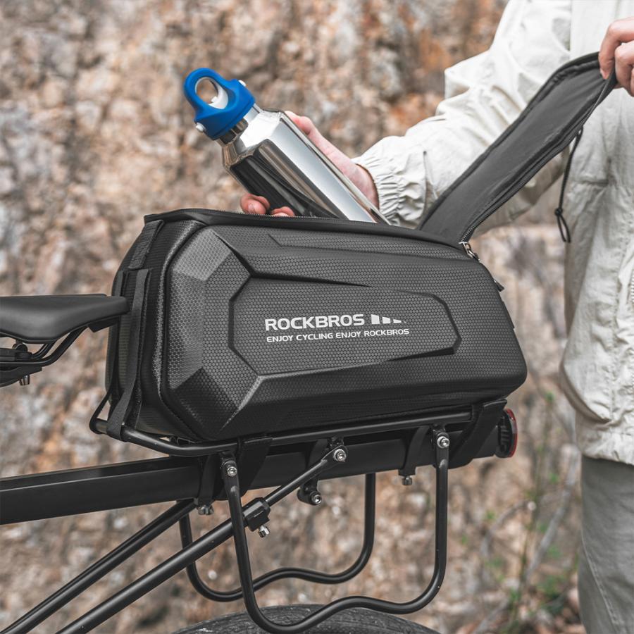 ROCKBROS 自転車 リアキャリア バッグ リアバッグ 撥水 ハードシェル