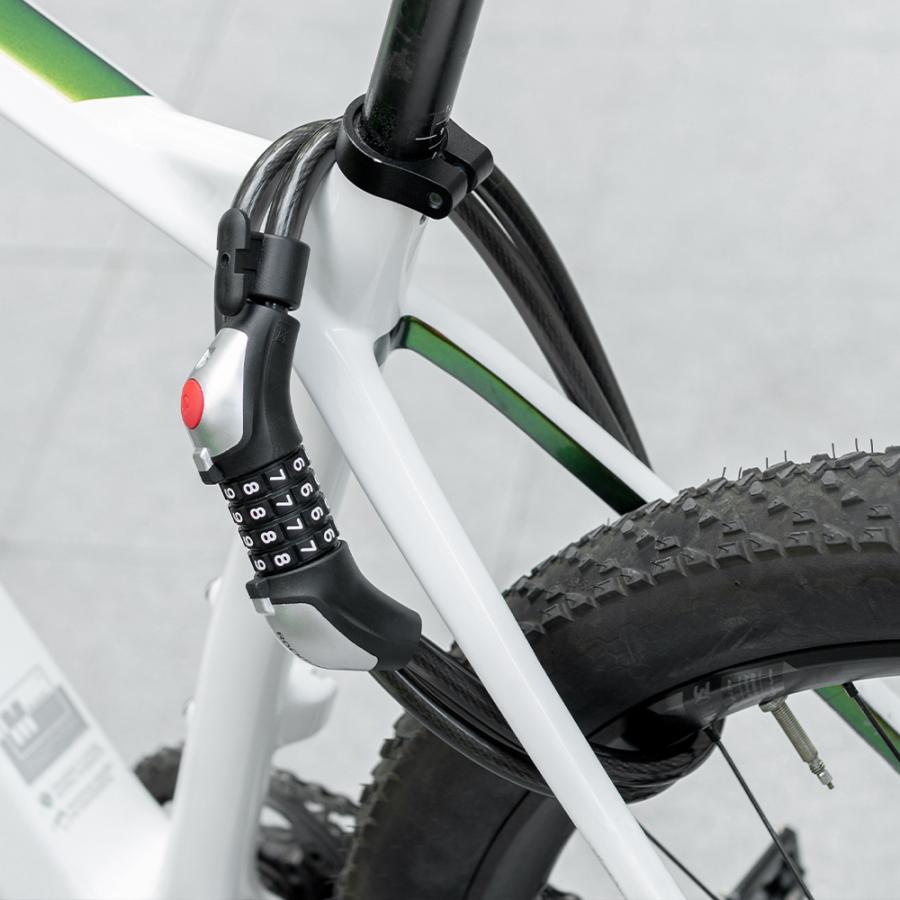 ROCKBROS 自転車 バイク 鍵 ワイヤーロック ダイヤル式 4桁 LED ライト