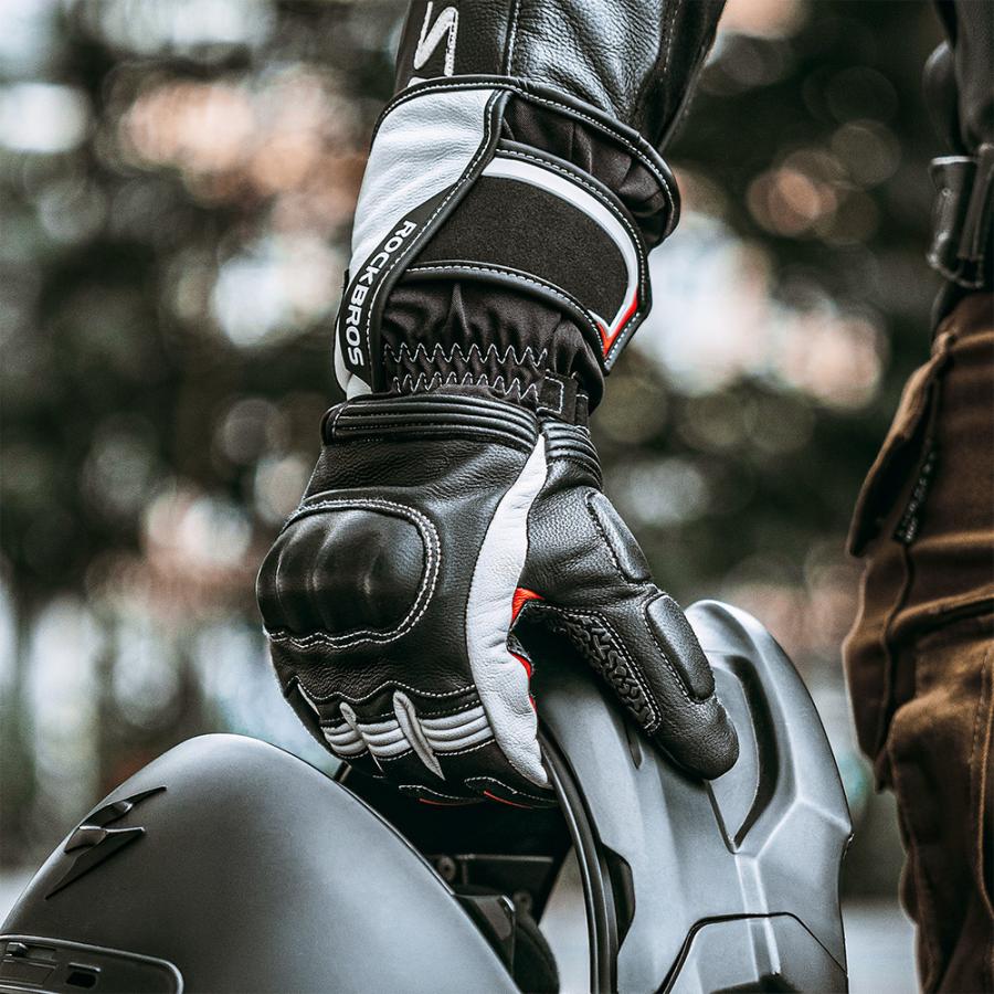 ROCKBROS バイクグローブ レーシング 秋冬用 山羊革 裏起毛 リアル