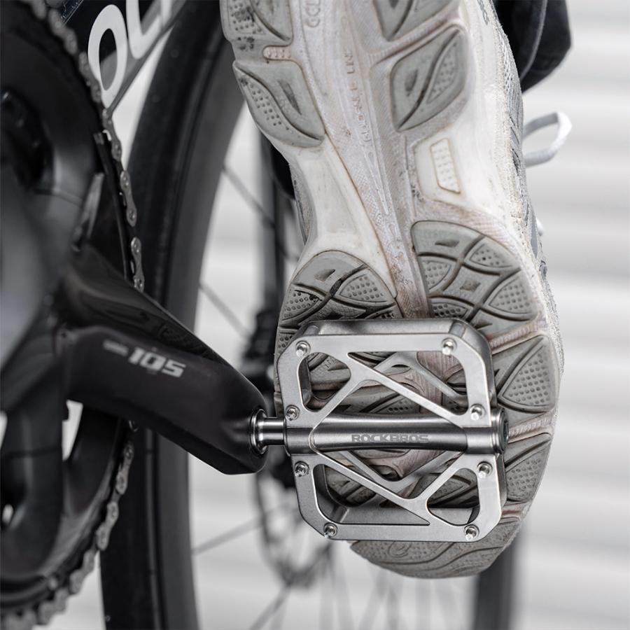 ROCKBROS 自転車 ペダル フラット チタン フラットペダル チタニウム