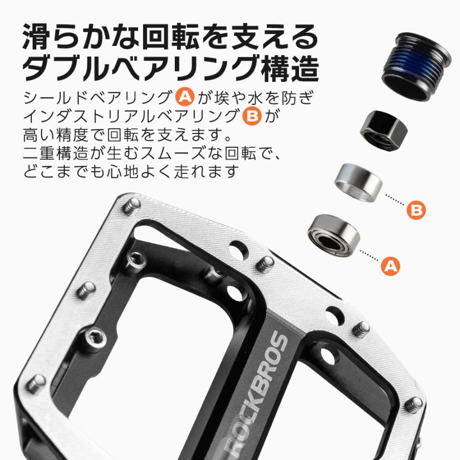 ROCKBROS 自転車 ペダル フラットペダル チタン合金 軽量 3ベアリング