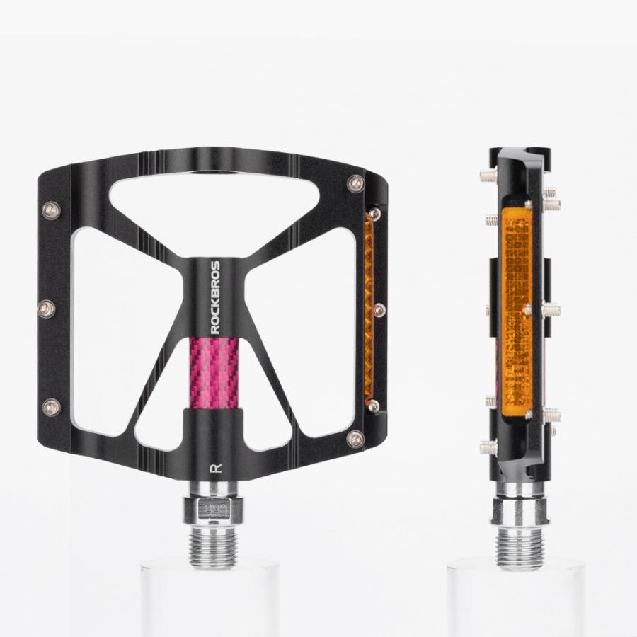 ROCKBROS 自転車 ペダル フラット 反射板付き 9/16インチ 防滑スパイク