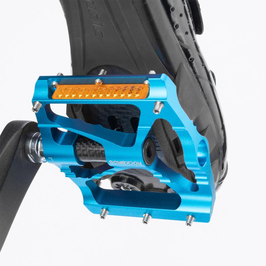 ROCKBROS 自転車 ペダル フラット 反射板付き 9/16インチ 防滑スパイク