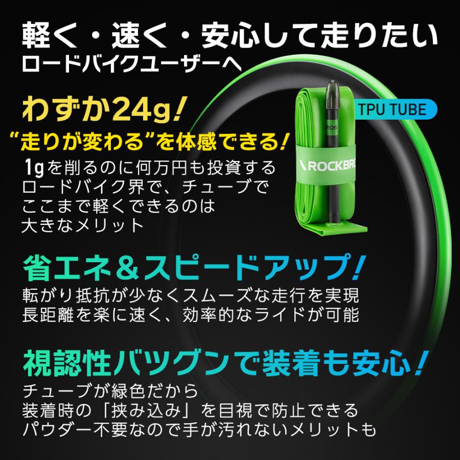 ROCKBROS 自転車 チューブ TPU 700C 18C 23C 25C 28C 65mm 85mm タイヤ