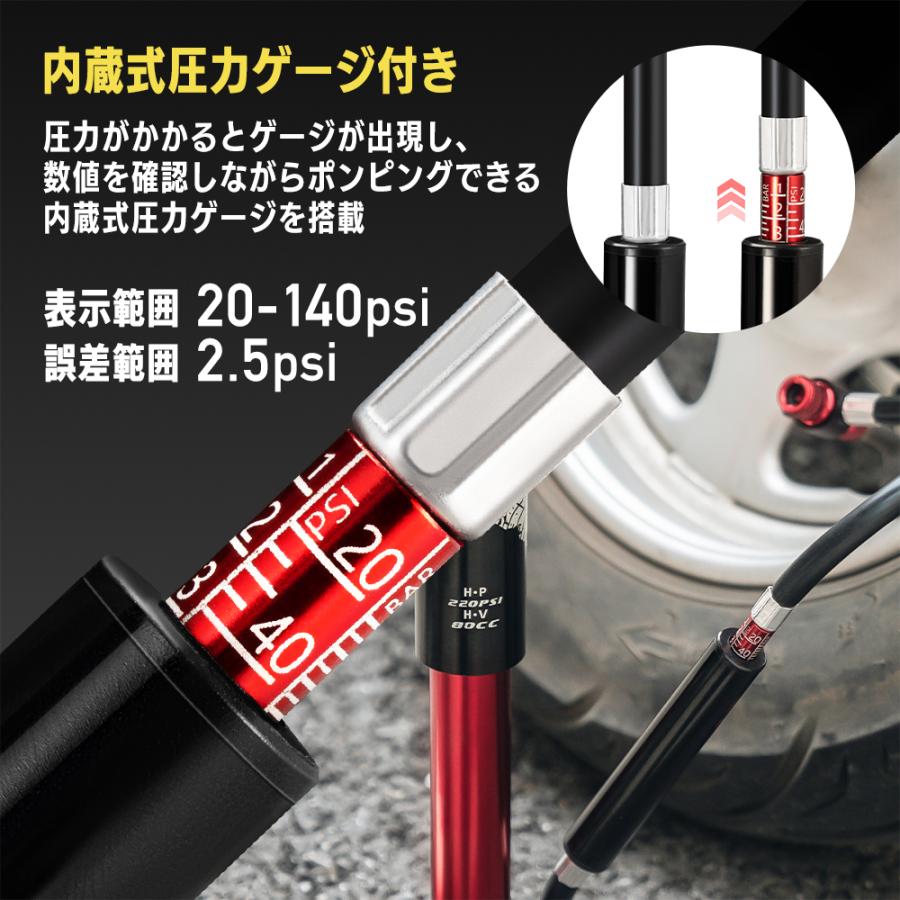 ROCKBROS 空気入れ 携帯 自転車 バイク ボール 仏式 米式 フロアポンプ