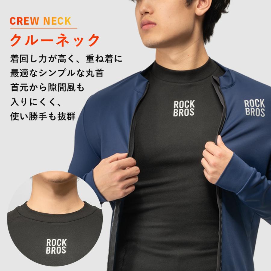 ROCKBROS インナー メンズ フリース 保温 防寒 丸首 冬 防風 防寒着