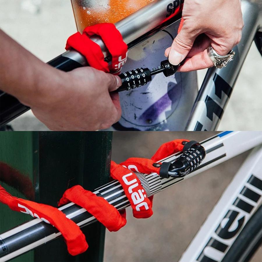 ROCKBROS 自転車 鍵 チェーン ダイヤル式 4桁 長い 120cm 4mm 頑丈