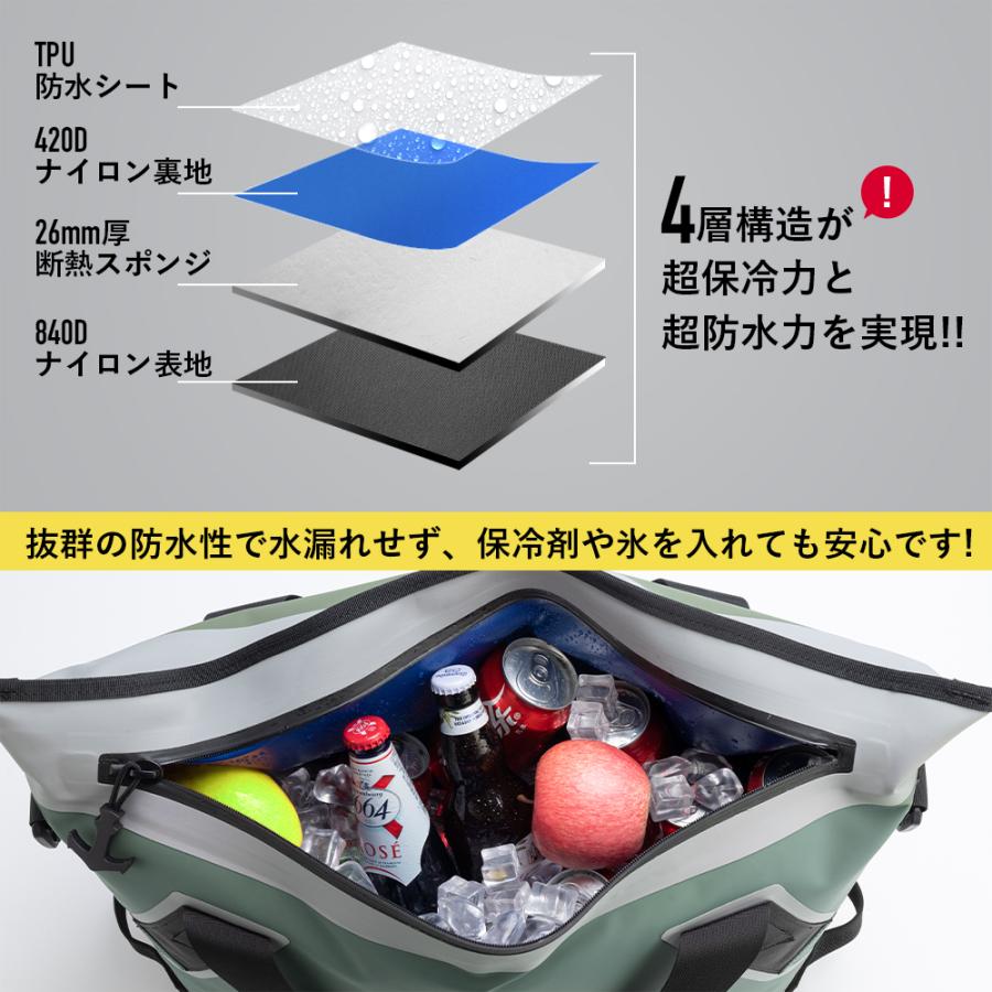 クーラーボックス 保冷バッグ ソフトクーラー トート 最大22L 48時間 4層構造 運動会 お買い物 釣り BBQ キャンプ ロックブロス｜rockbros｜07