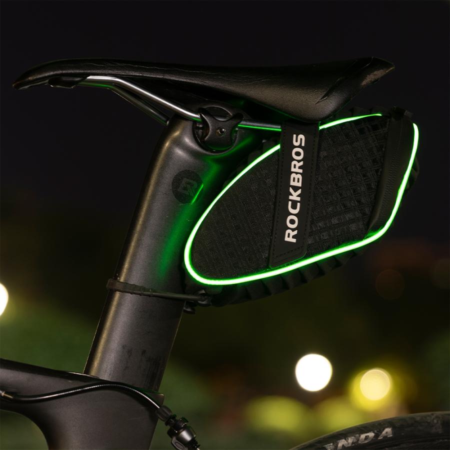 ライトグリーン アルミスポーツバイク サドルバッグ付き ROCKBROS サドルバッグ 自転車 光る 点灯 安全 リモコン付 電池式 夜間