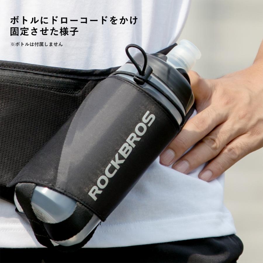 ランニングポーチ ペットボトルホルダー ベルトストッパー付 ダークグレー ランニング ポーチ バッグ ウォーキング ペットボトル スマホ 6.2