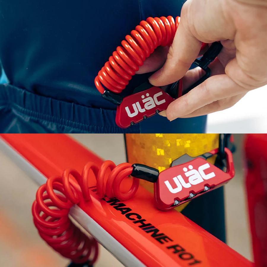 ULAC 自転車 鍵 ワイヤー ケーブル ロック ダイヤル式 3桁 カラビナ