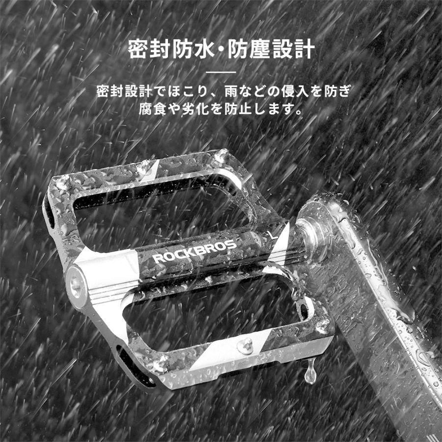 ROCKBROS 自転車 ペダル フラット 9/16インチ アルミ スパイク
