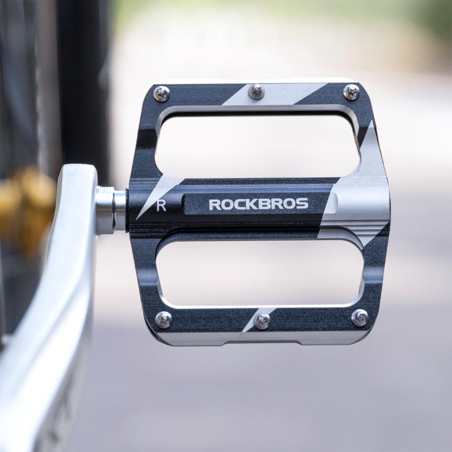 【新品・未使用】アルミ製フラットペダル スペード型_9/16 ROCKBROS 自転車 ペダル フラット 9/16インチ アルミ スパイク