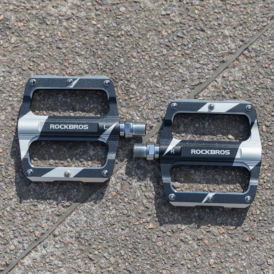 ROCKBROS 自転車 ペダル フラット 9/16インチ アルミ スパイクピン